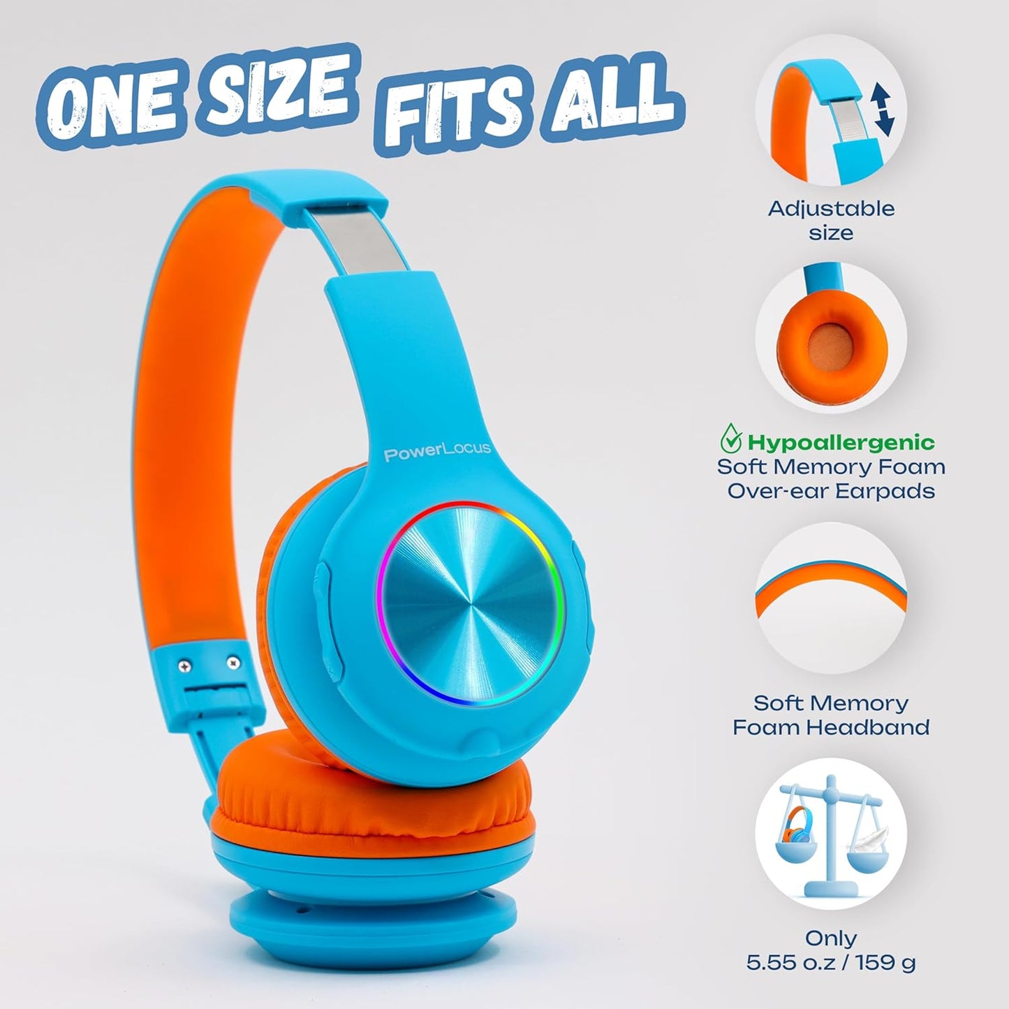 Kinder Bluetooth-Kopfhörer, Blau/Orange