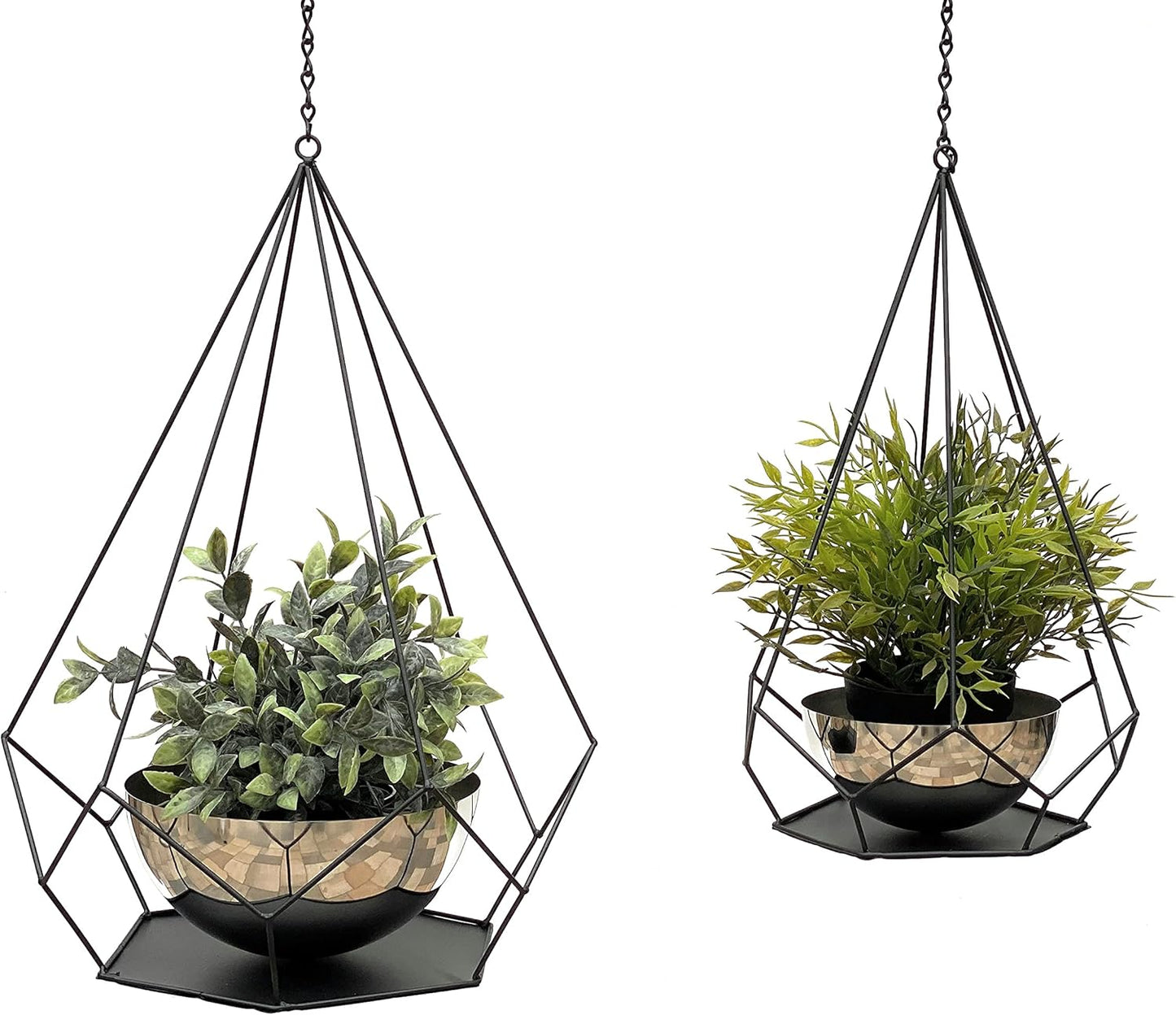2er-Set Blumenampeln mit Topf im 6-Eck Design