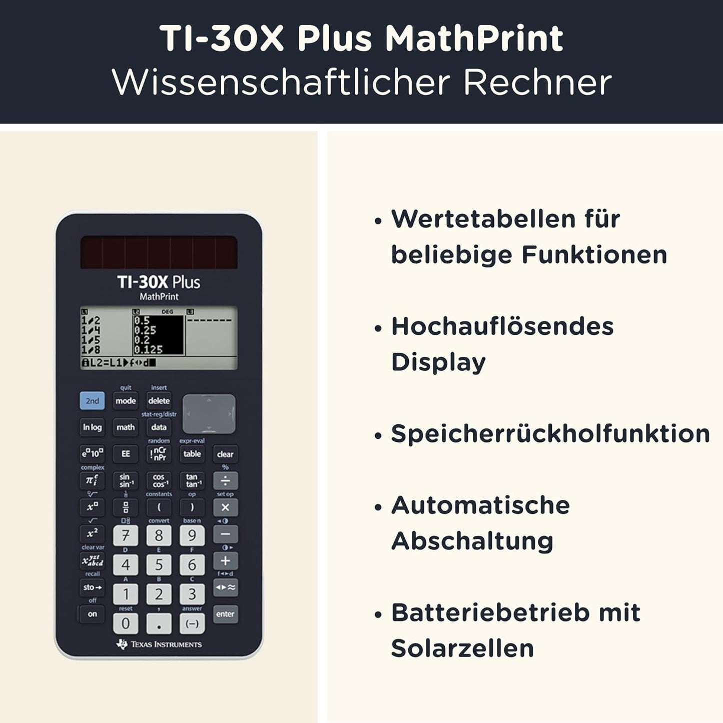 Taschenrechner TI-30X Plus mit Schutzhülle, Türkis