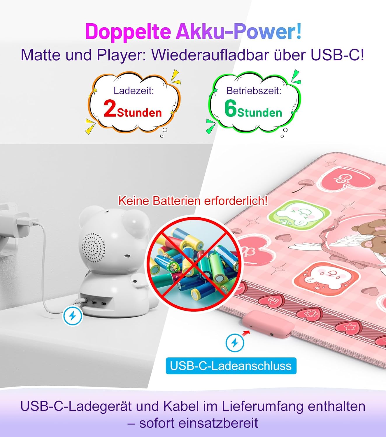 Leuchtende Tanzmatte für Kinder mit Musikplayer