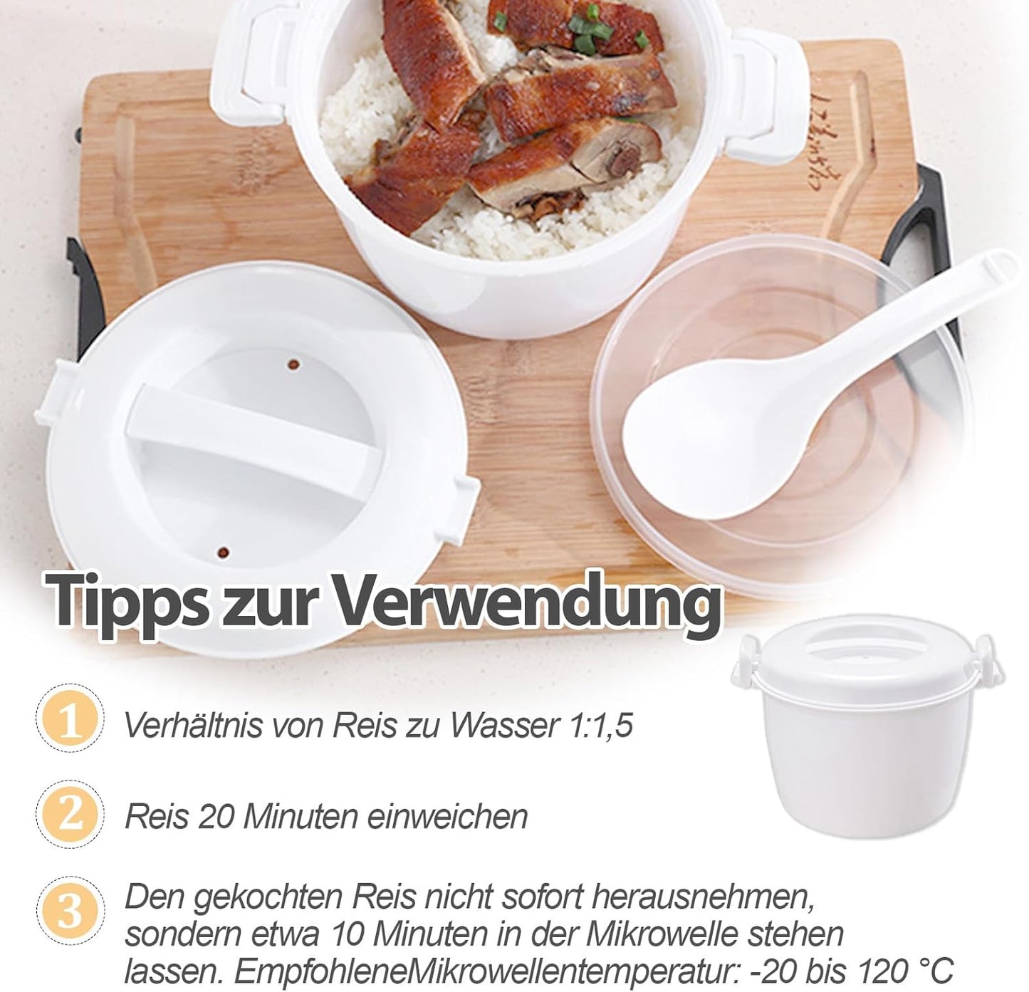 Tragbarer Mikrowellen-Reiskocher (2,6L), 2.6L