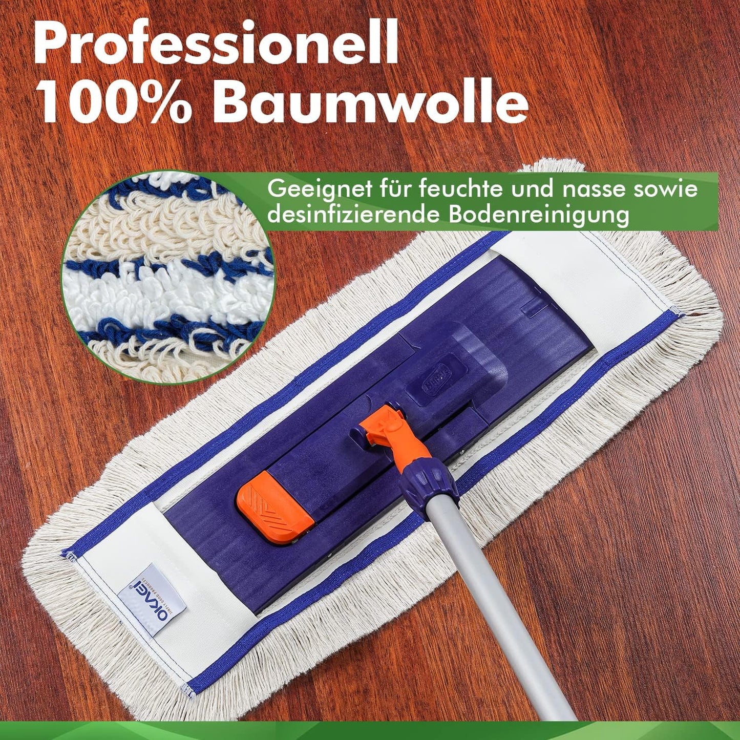 10-teiliges Wischmopp-Bezüge Set, 50 cm, 10 Stück Hospital Mop Beige