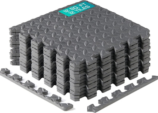 EVA Schutzmatten-Set für Fitness, B. 1.1 M² (12 Matten) - Grau