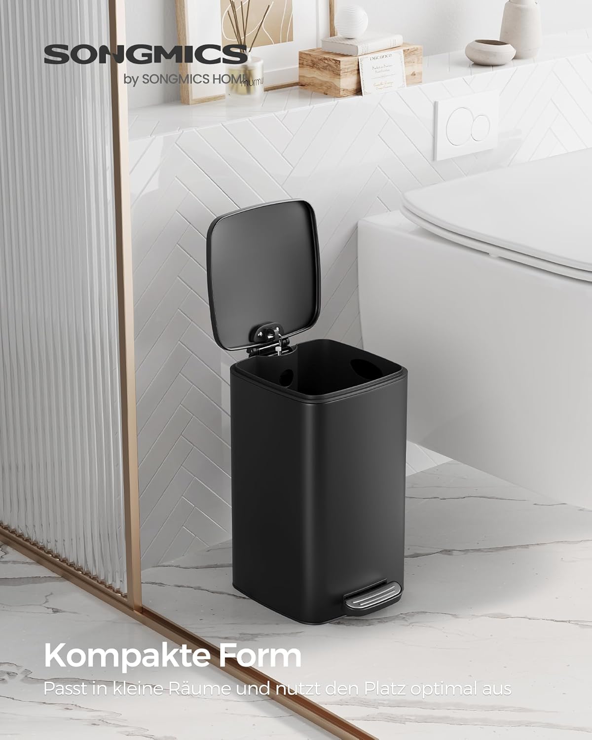 Kosmetikeimer mit Softclose, Schwarz 8 L