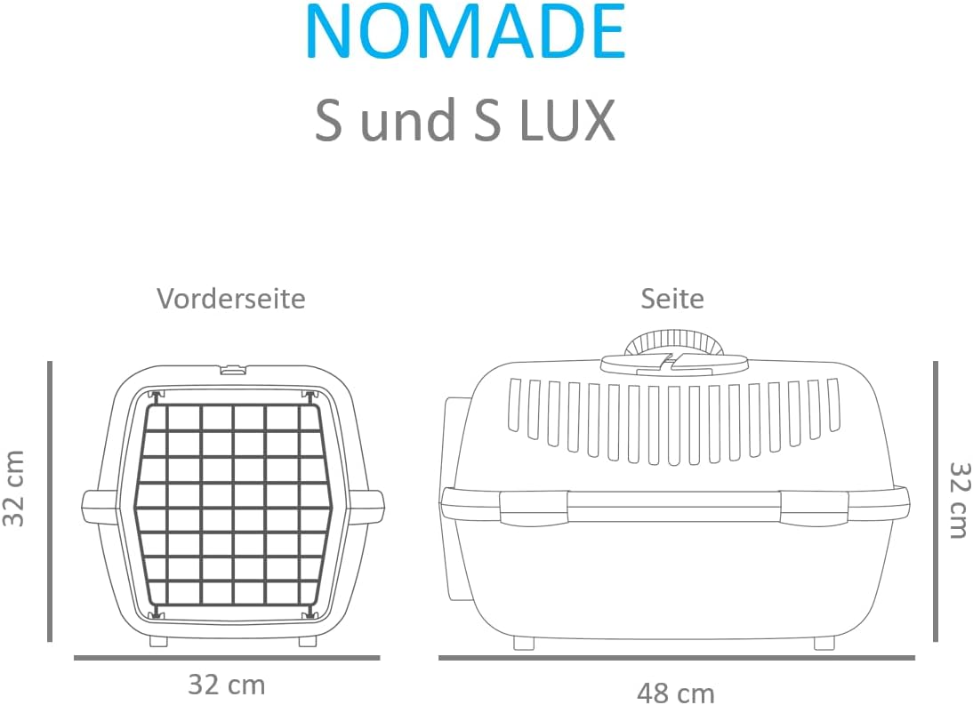 Hundetransportbox für kleine Hunde & Katzen, L 48 x B 32 x H 32 cm Grau