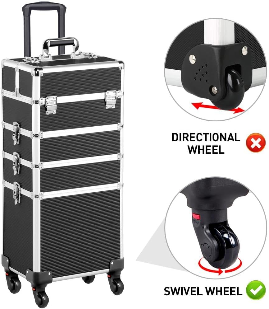 4-in-1 Kosmetikkoffer, Schwarz