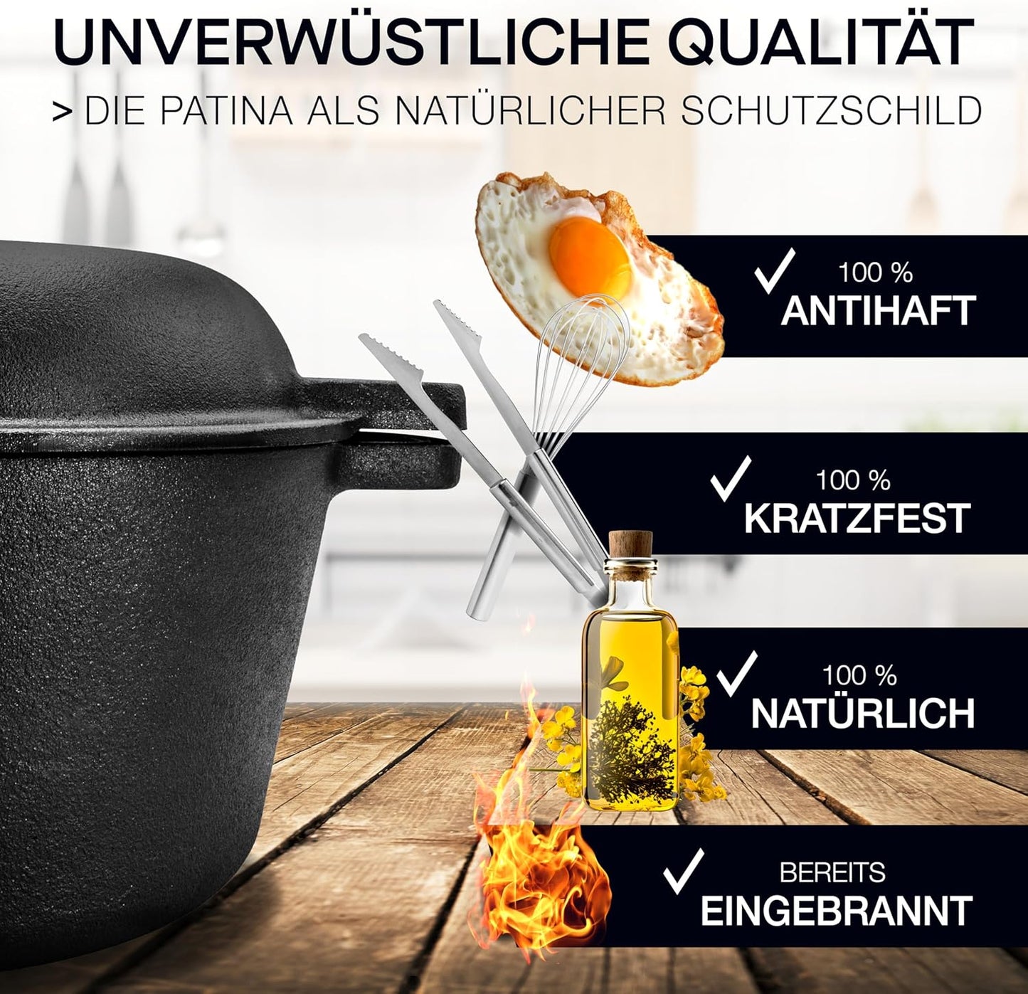 Gusseisen-Brotbacktopf mit Deckel (26cm), Gusseisentopf