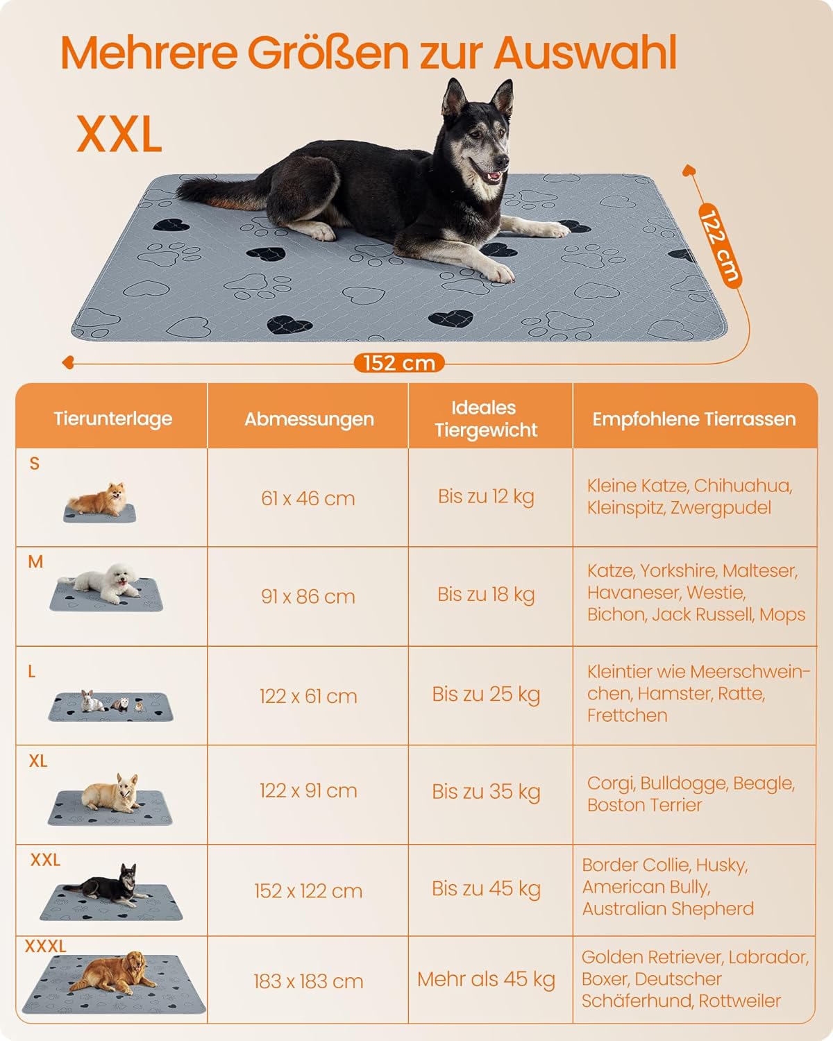 2er Set Waschbare Hundematten, 152 x 122 cm, XXL (152 x 122 cm)