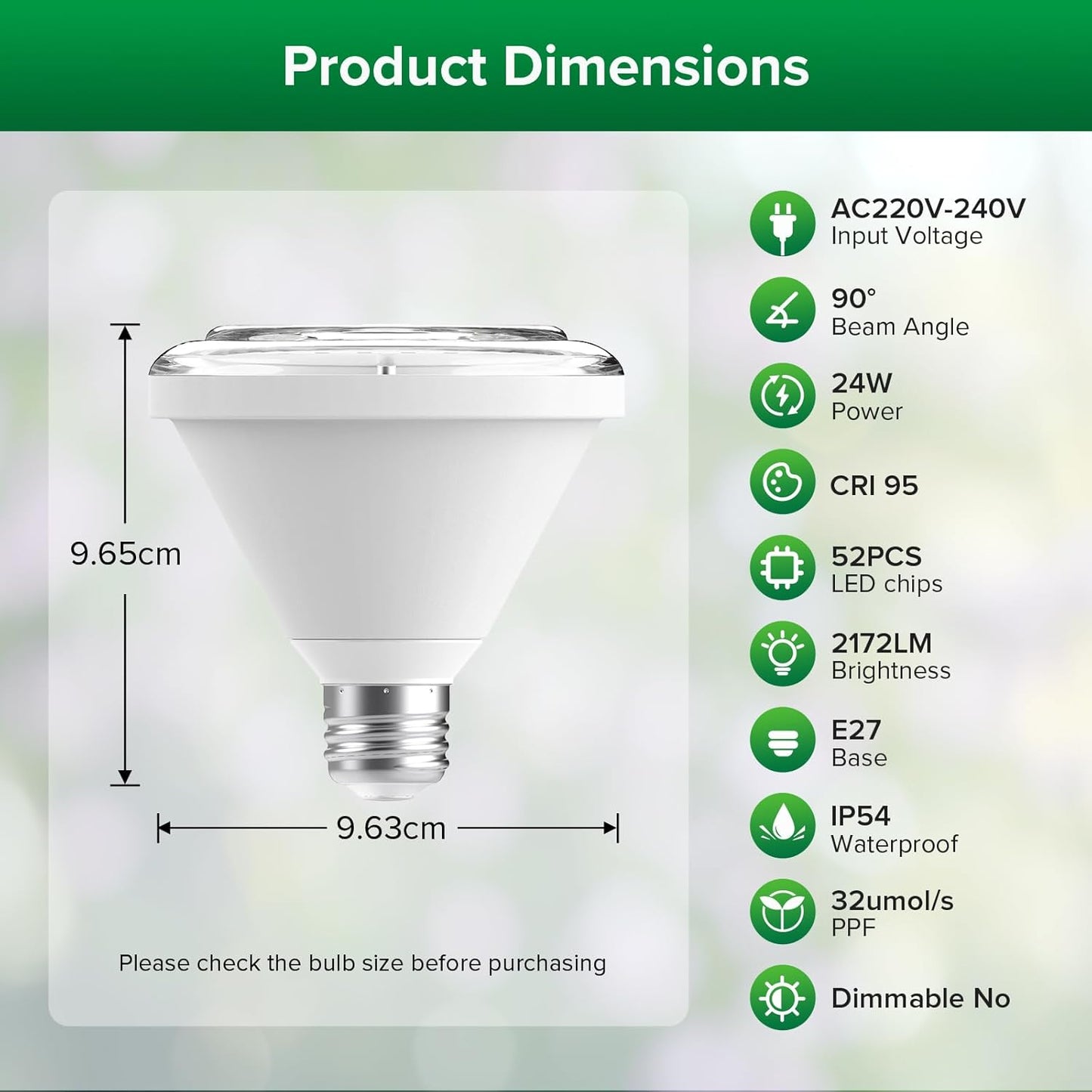 LED-Pflanzenlampe mit Vollspektrum, BR30-24