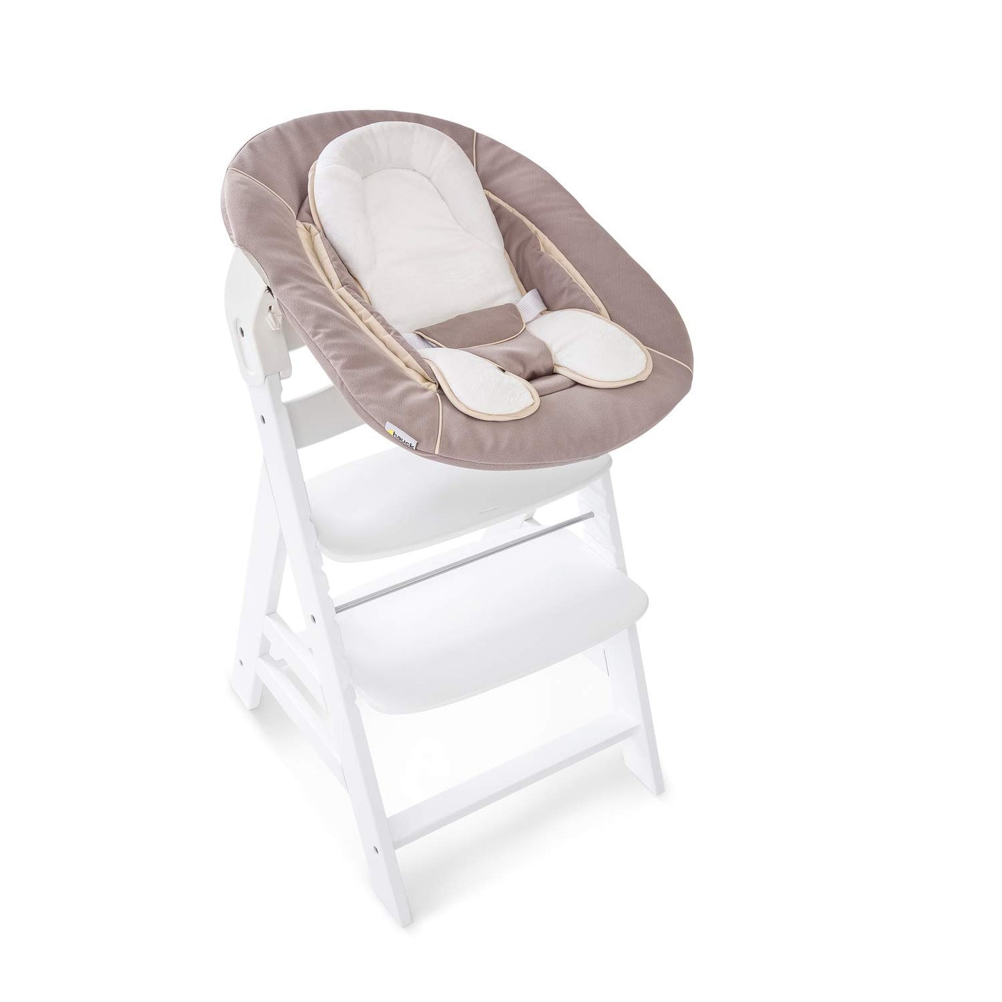 2in1 Babywippe & Neugeborenenaufsatz für Hochstuhl, Stretch Beige 3-Punkt-Gurt Single