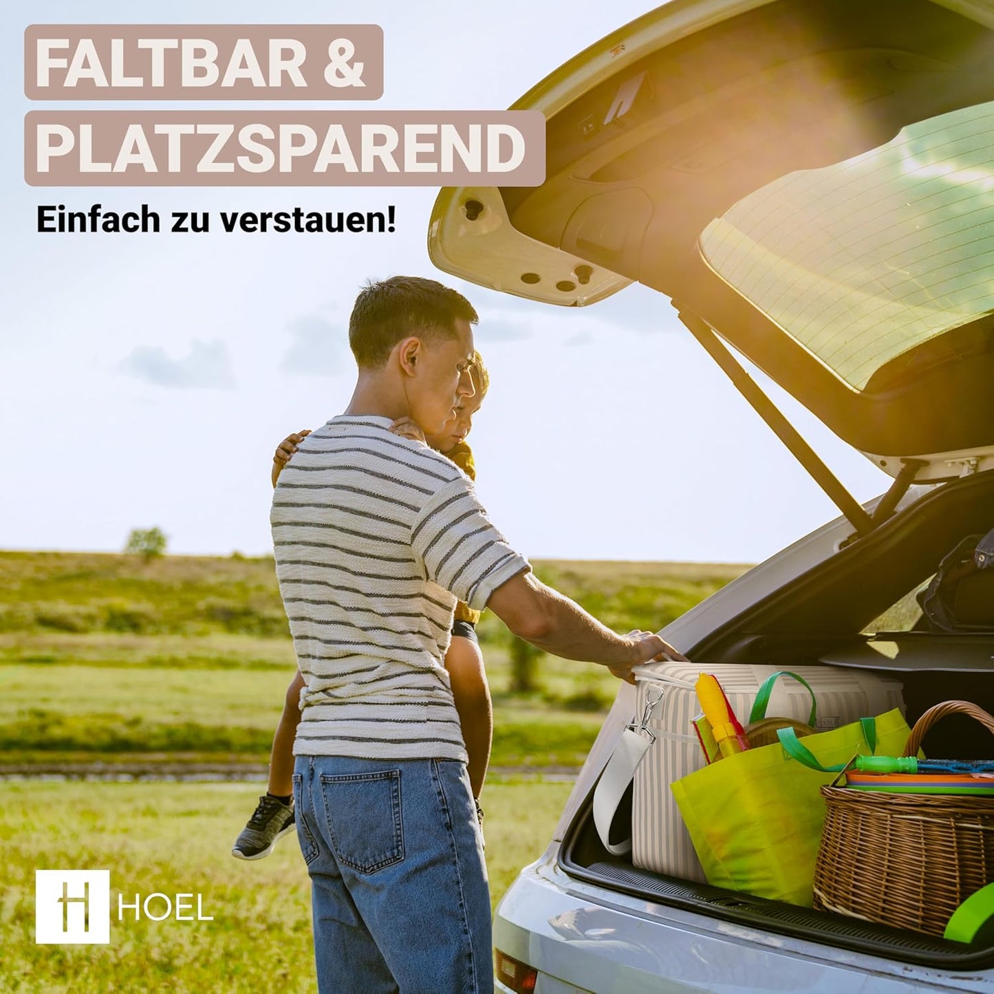 Faltbare Isoliertasche für Einkaufen & Picknick, 30L Beige