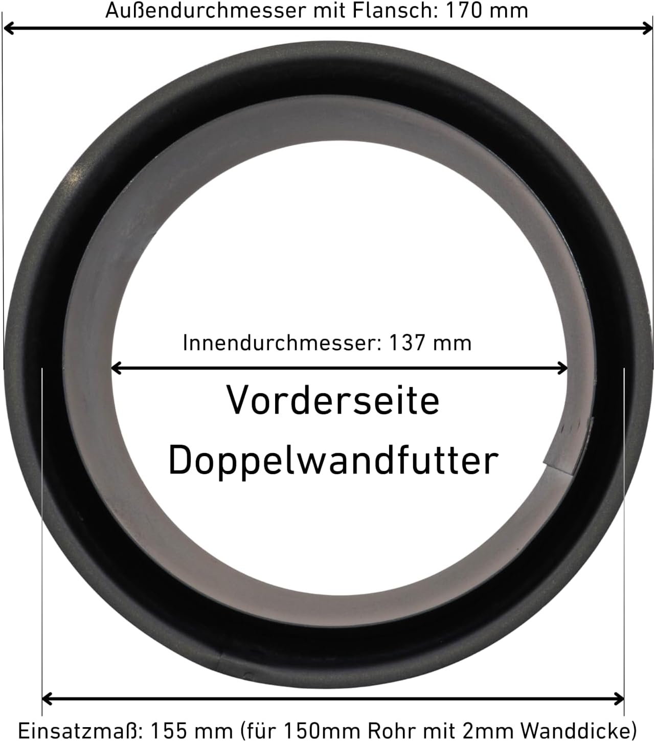 Doppelwandfutter Ofenrohr 150 mm
