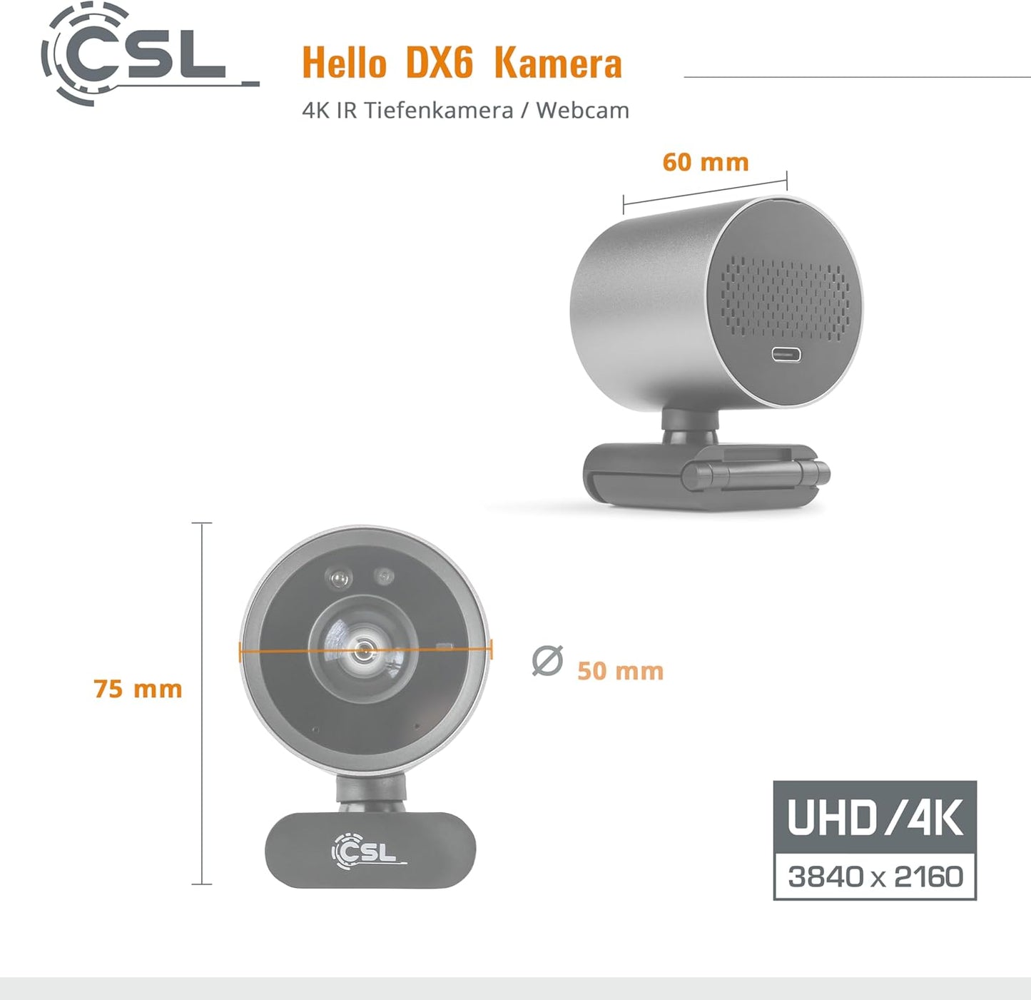 DX6 Webcam mit Infrarot-Tiefenkamera, Hello DX6