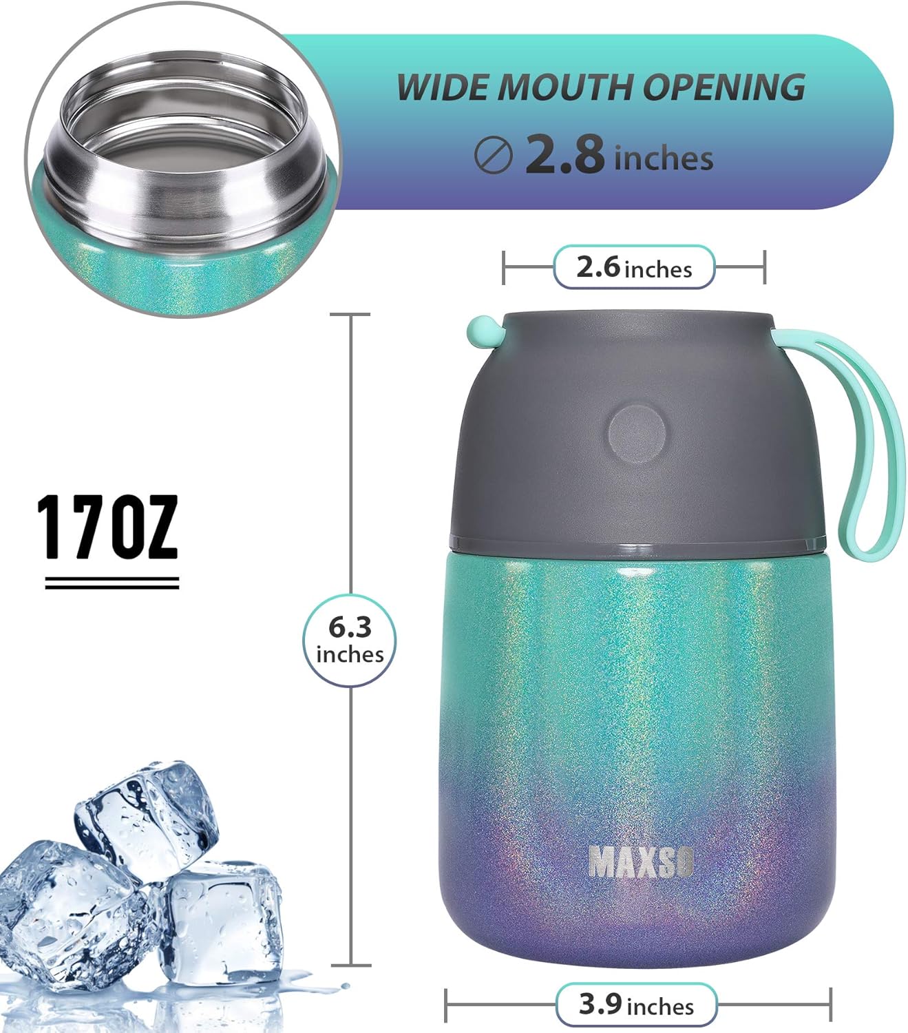 Thermobehälter für Essen 500ml (mit Löffel), Regenbogenfarben 500 ml