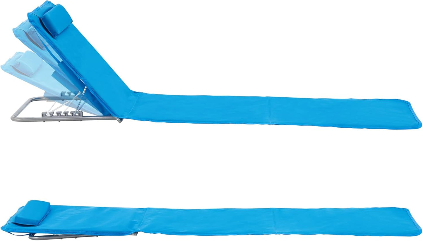 Strandmatte 2er-Set mit verstellbarer Rückenlehne, Blau
