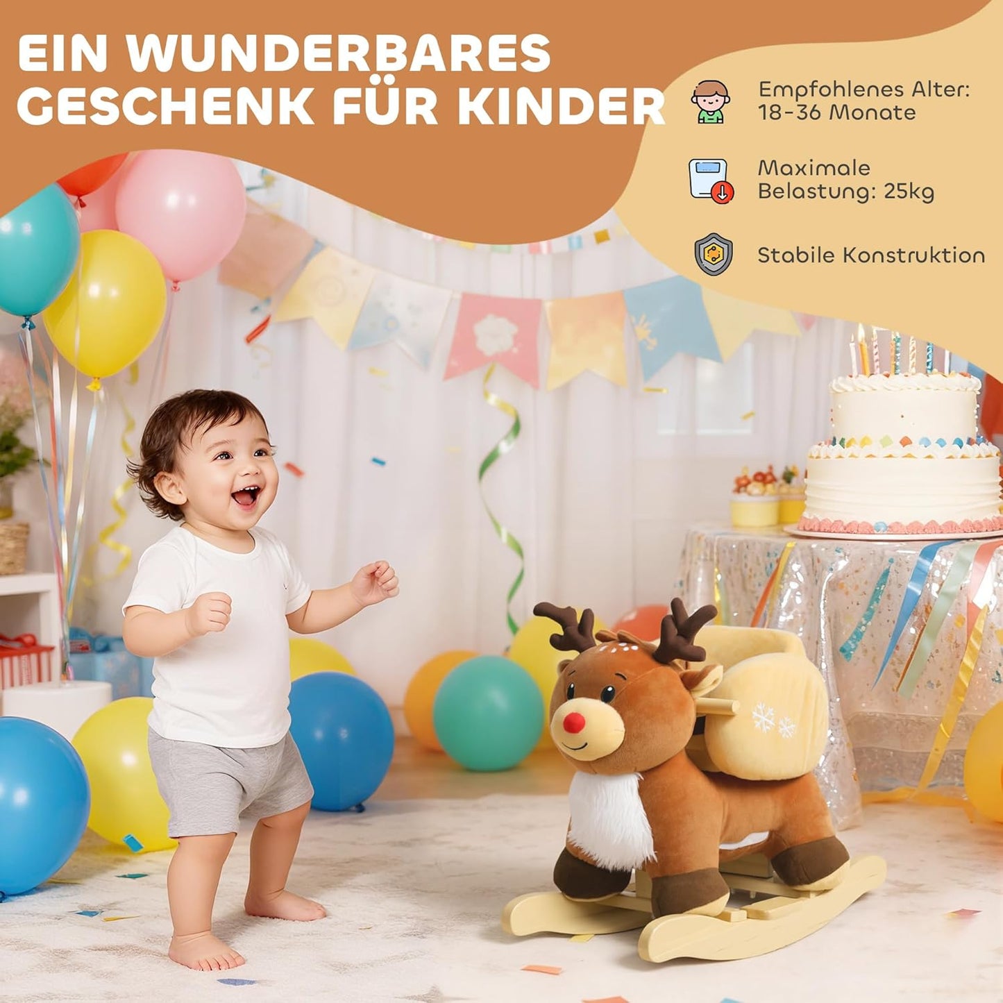 Schaukelpferd mit Schlafliedern für Kleinkinder