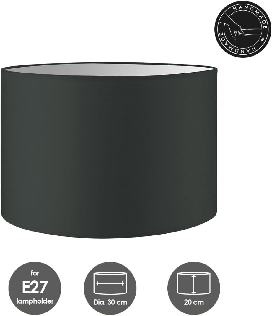 Moderner Zylinder-Lampenschirm für E27 Fassung, Dunkelgrau 30cm durchmesser 20cm höhe