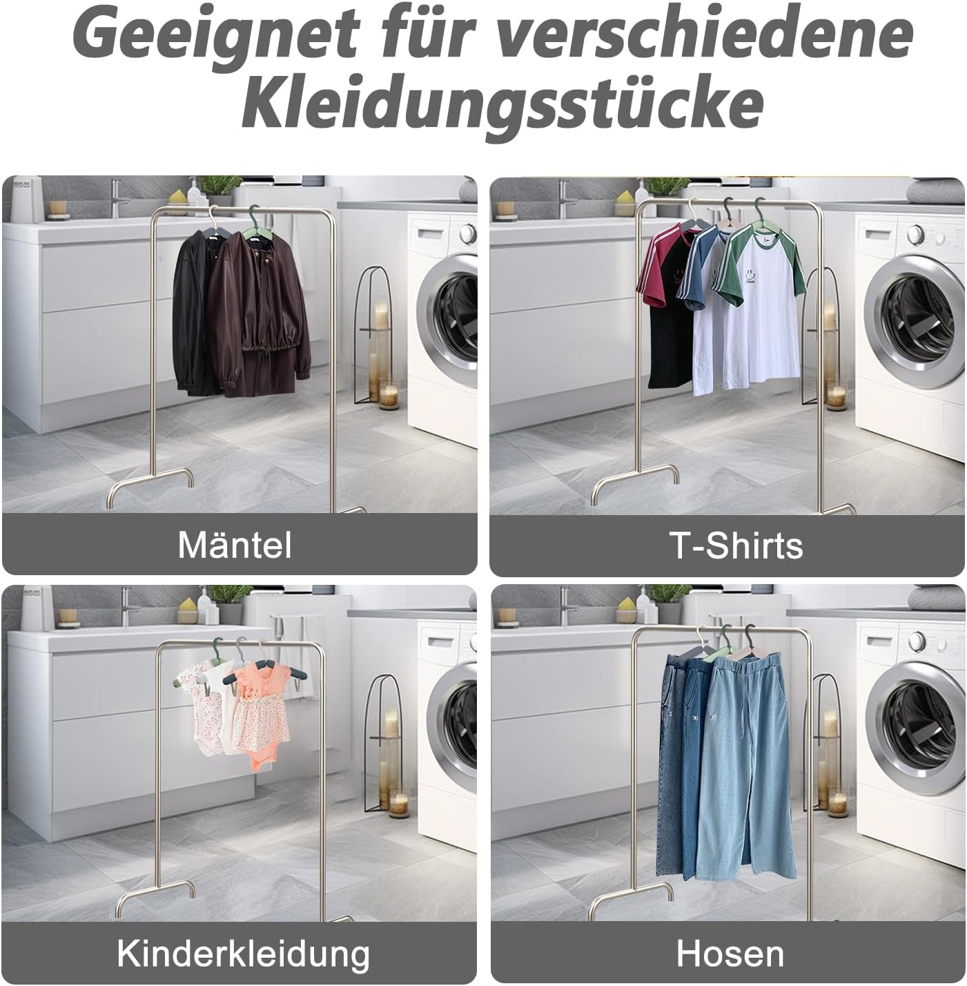 4er-Set Faltbare Reisebügel mit Aufbewahrungstasche, Grau Grün Fleisch Blau