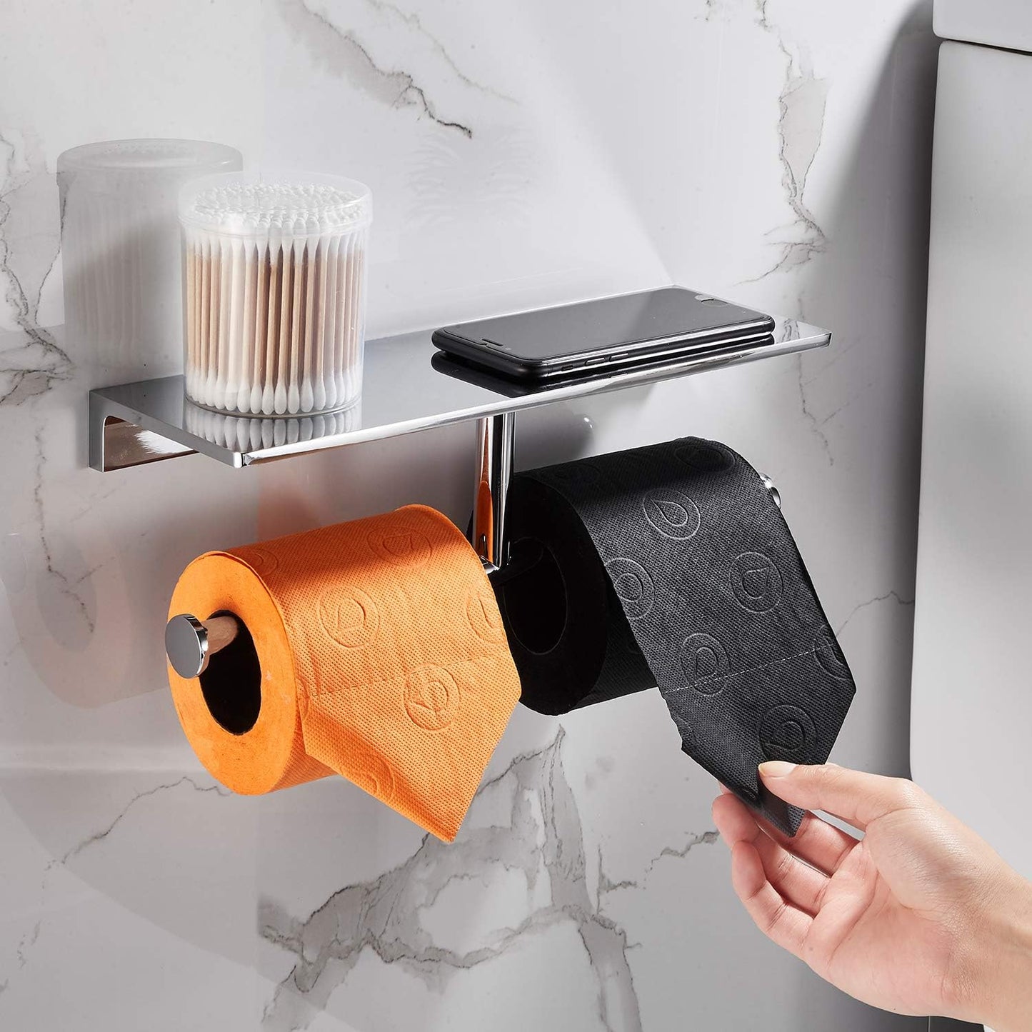 Doppelrollen-Toilettenpapierhalter mit Ablage, Doppel-toilettenpapierhalter Messing Chrom