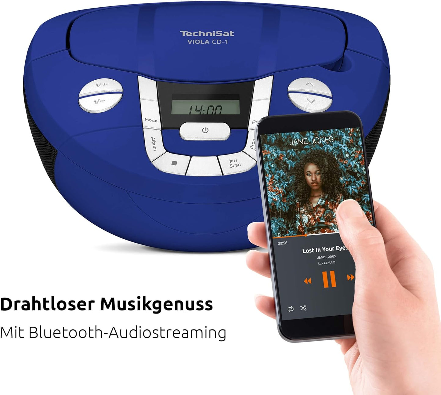 VIOLA CD Boombox mit Bluetooth, blau