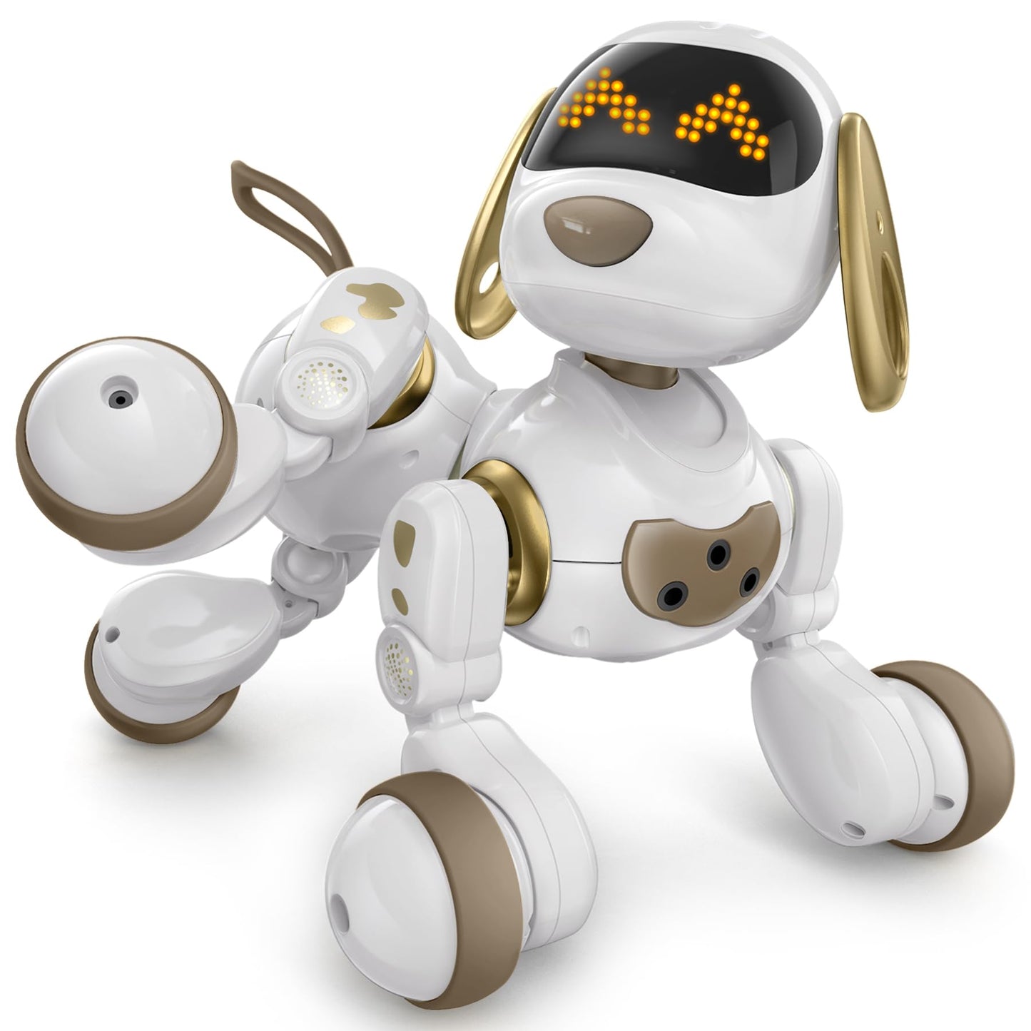 Interaktiver Roboterhund, Weiss-gold