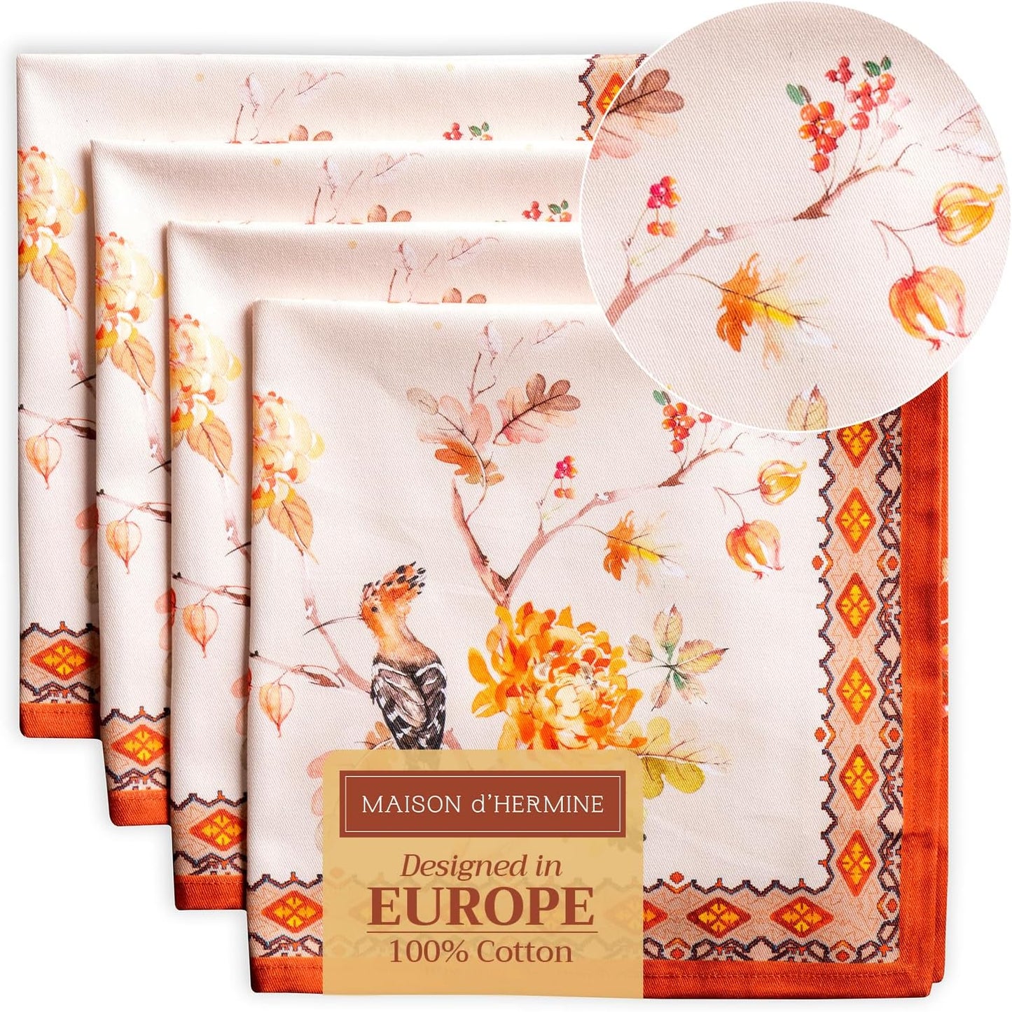 4er-Set Servietten für den Herbst, Kelim Wiese
