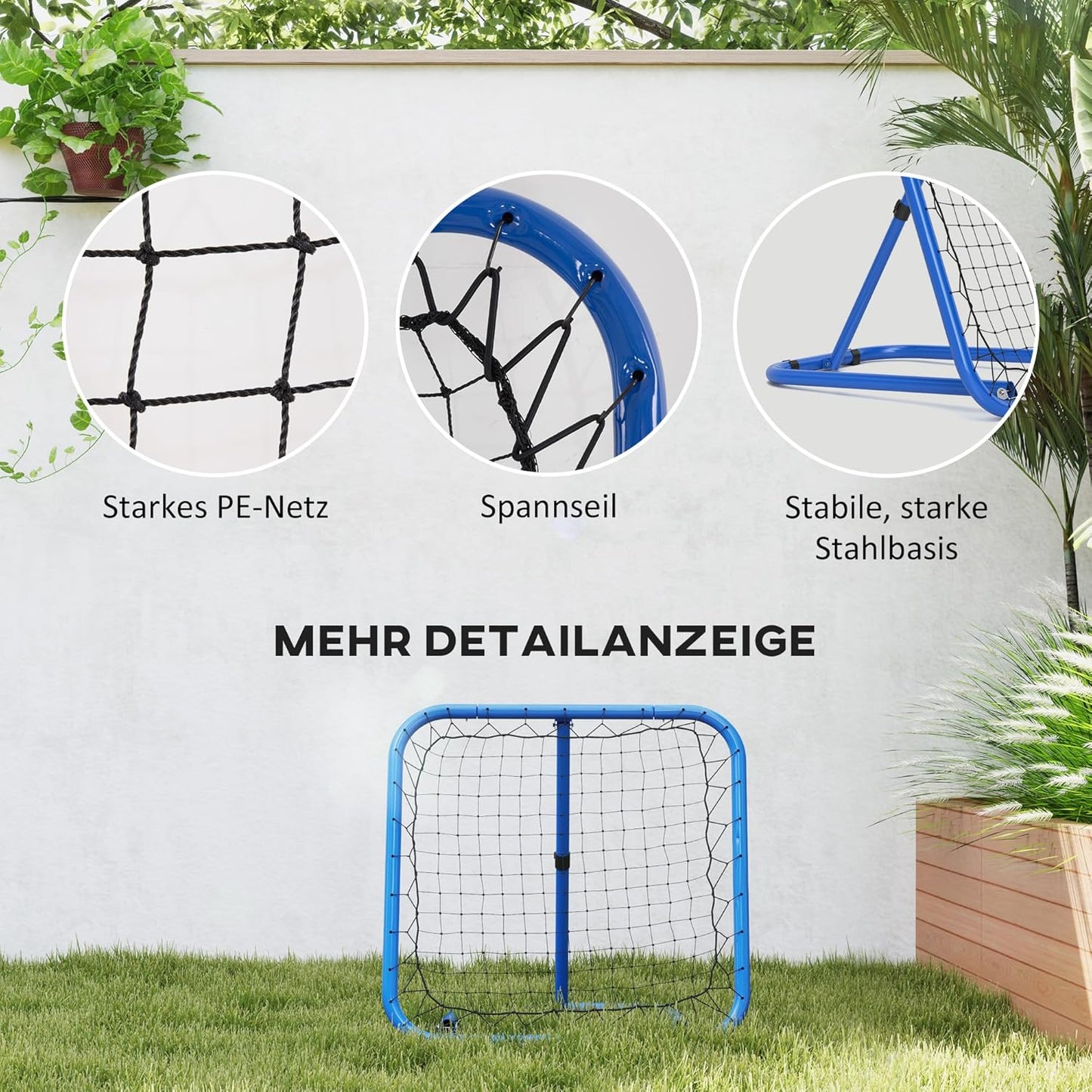 Fussball Rebounder PE, Metall Blau, Blau
