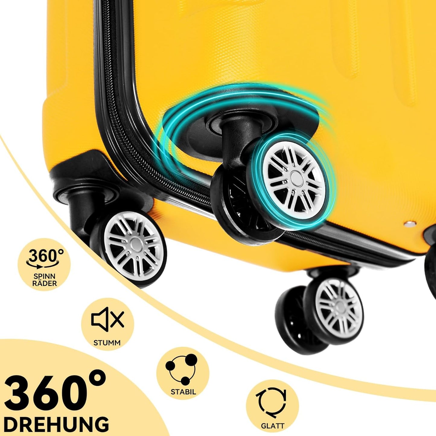 Zwillingsrollen Hartschalenkoffer, Gelb Grosser Koffer (76 cm)