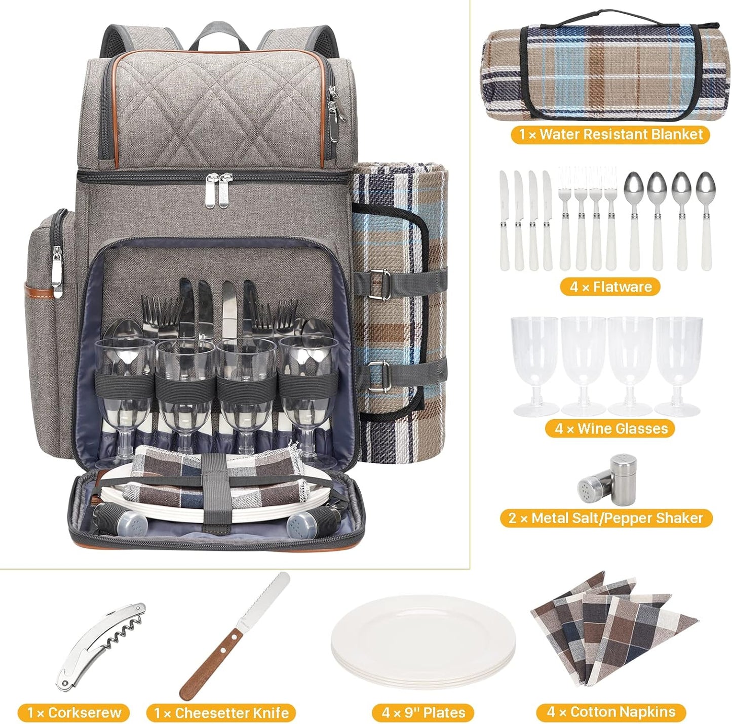 Picknick-Rucksack, Brushedkhaki