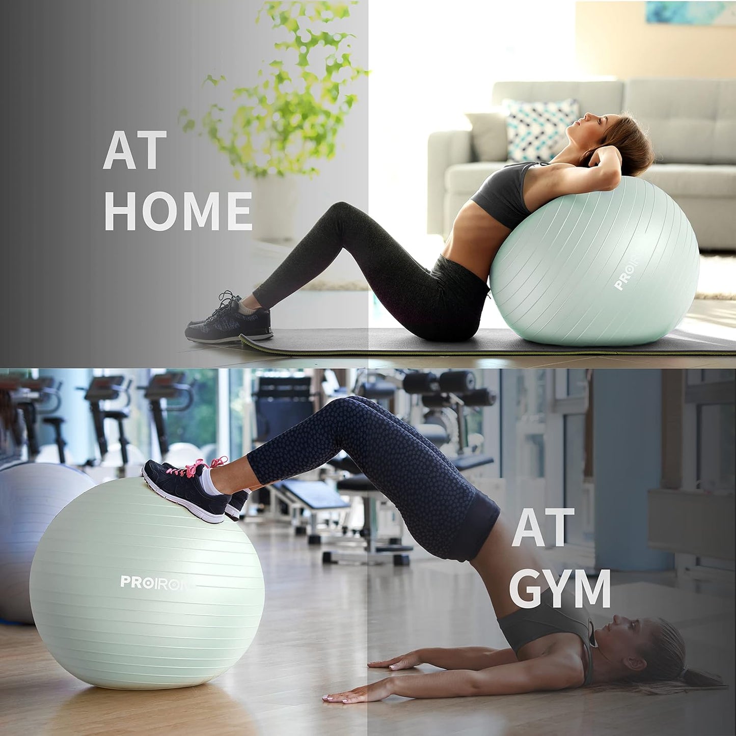 Gymnastikball mit Pumpe für Core-Training, 55-65cm Grün