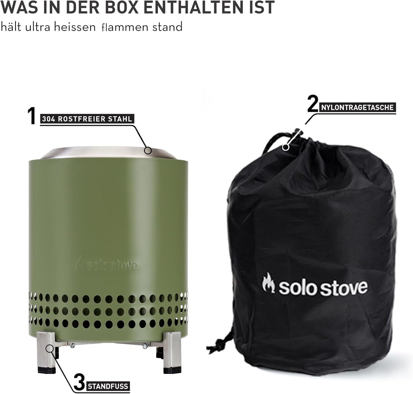 Tisch-Feuerstelle mit Ständer, Mesa Tief Olive