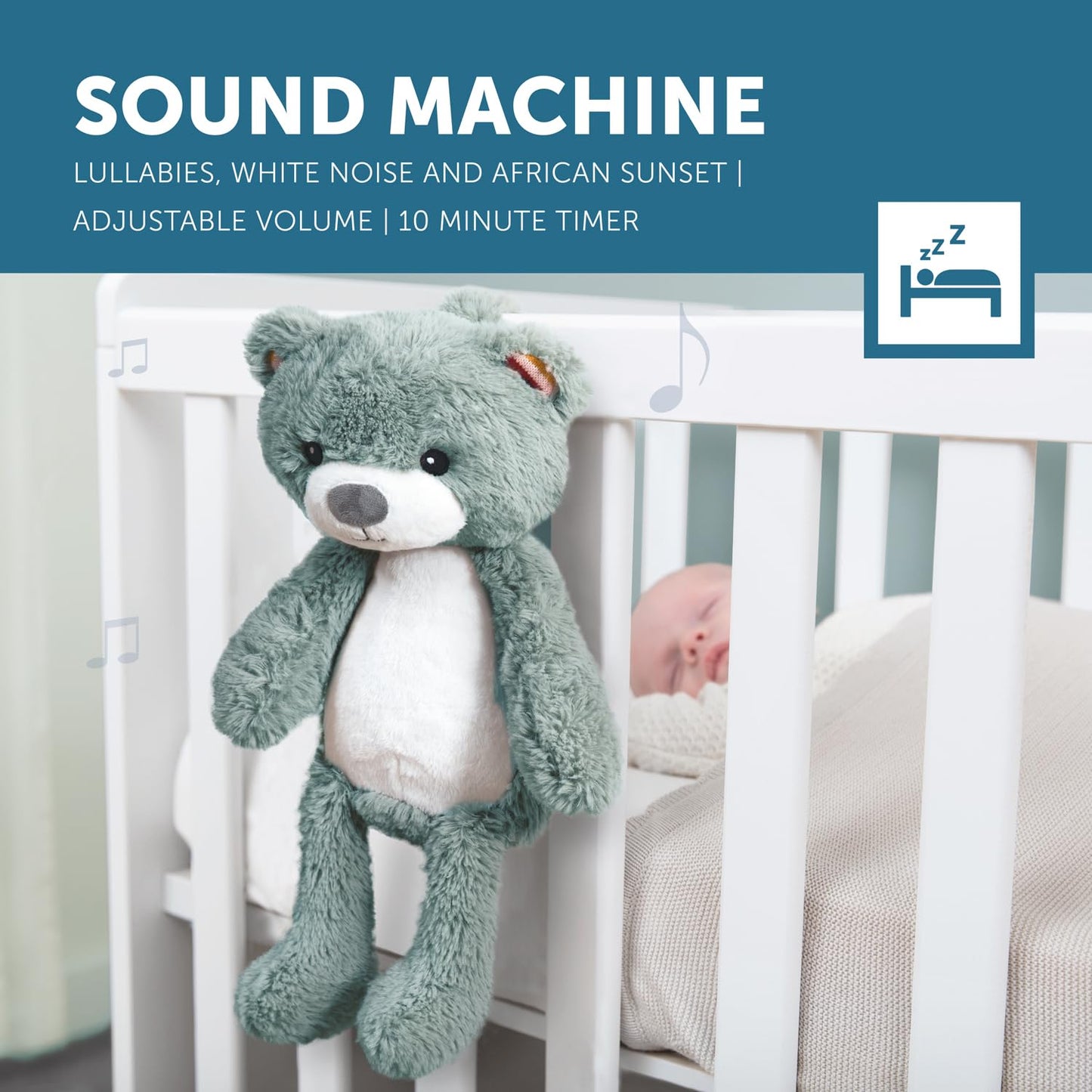 Schlaftrainer Kuscheltier mit Nachtlicht & Geräuschsensor, Blau