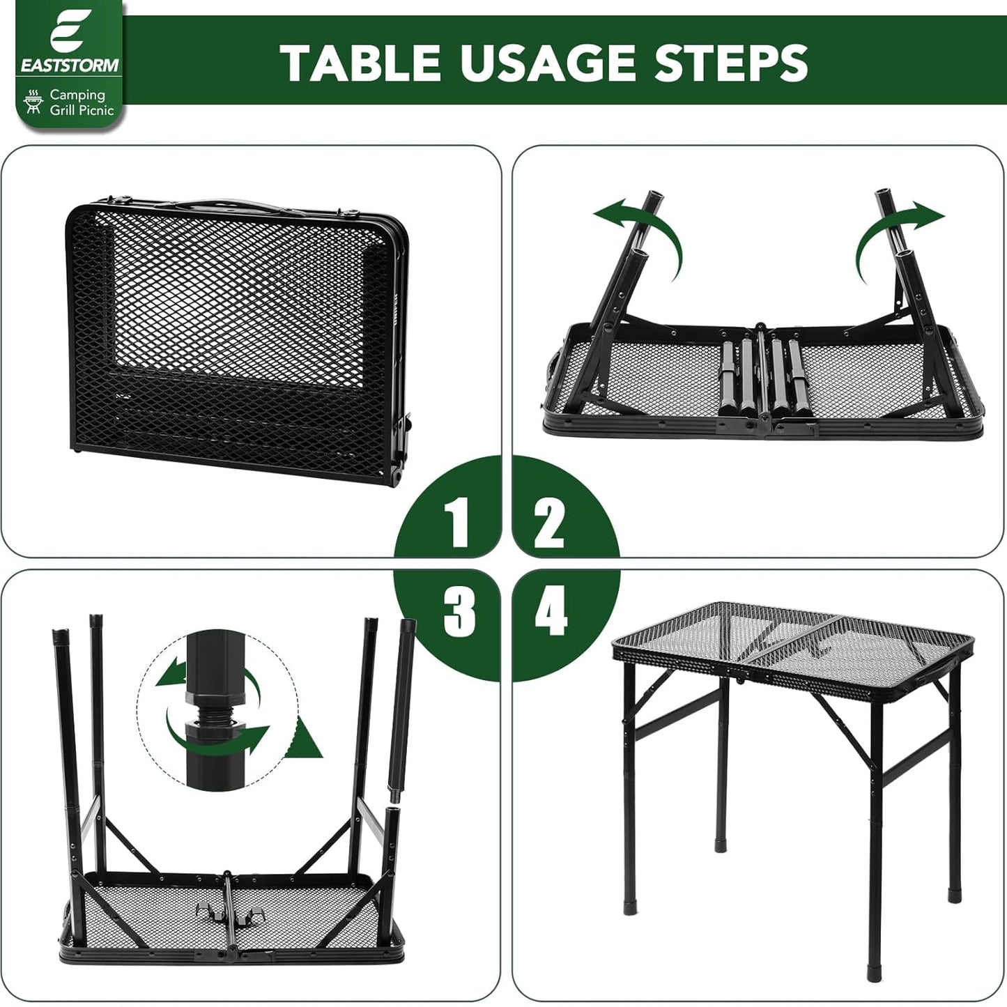 Klappbarer Campingtisch, Schwarz 60 x 40 cm