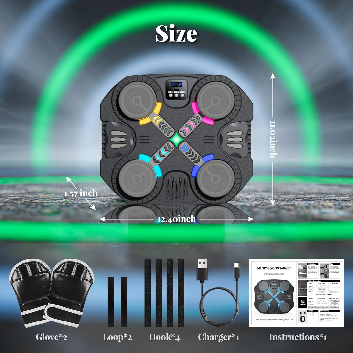 Musik Boxmaschine mit LED & Boxhandschuhen für Kinder, 4 key