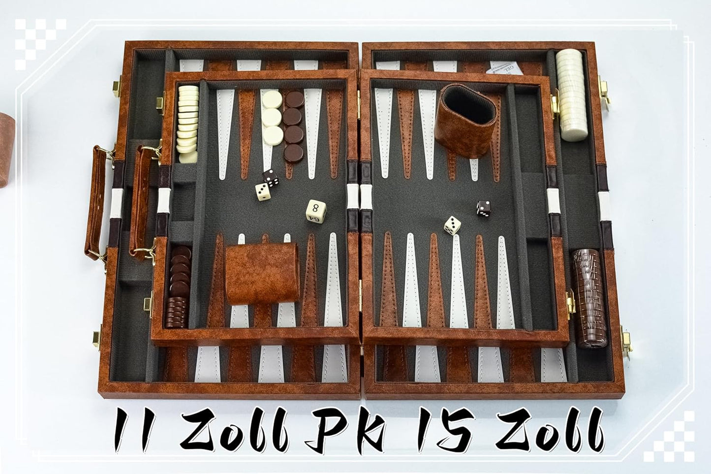 Backgammon Spielset, Braun-11 Zoll