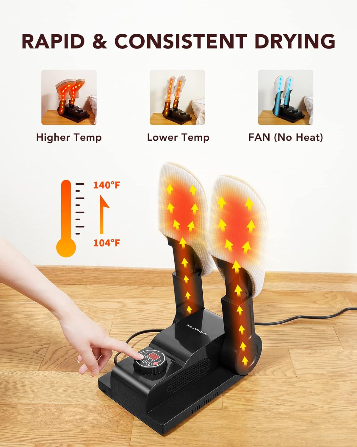 Schuhtrockner, Temperatur-Control in Schwarz