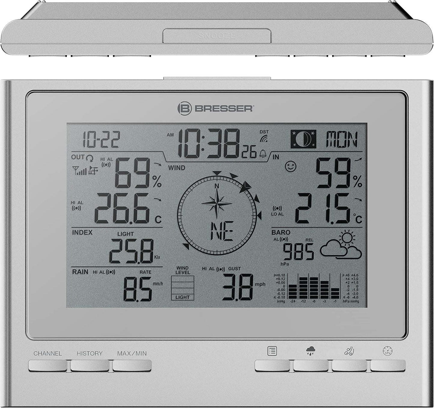Funk Wetterstation - 7-in-1 Wetter-Center ClimateScout, silber