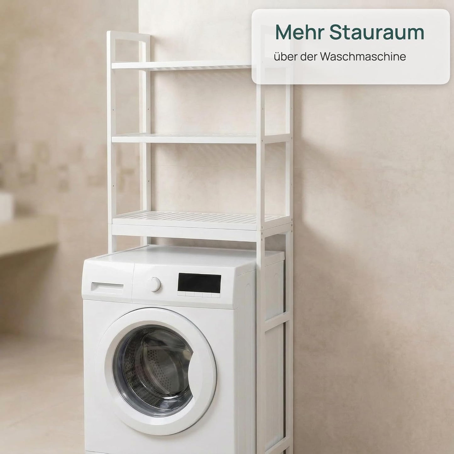 Waschmaschinenregal über Waschmaschine (170 cm), Weiss