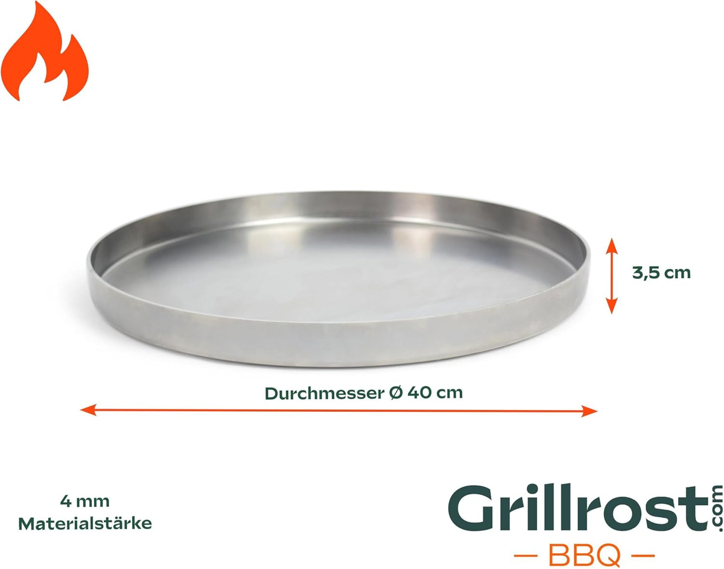 Grillplatte für Gas- und Kohlegrills, Rund 40cm