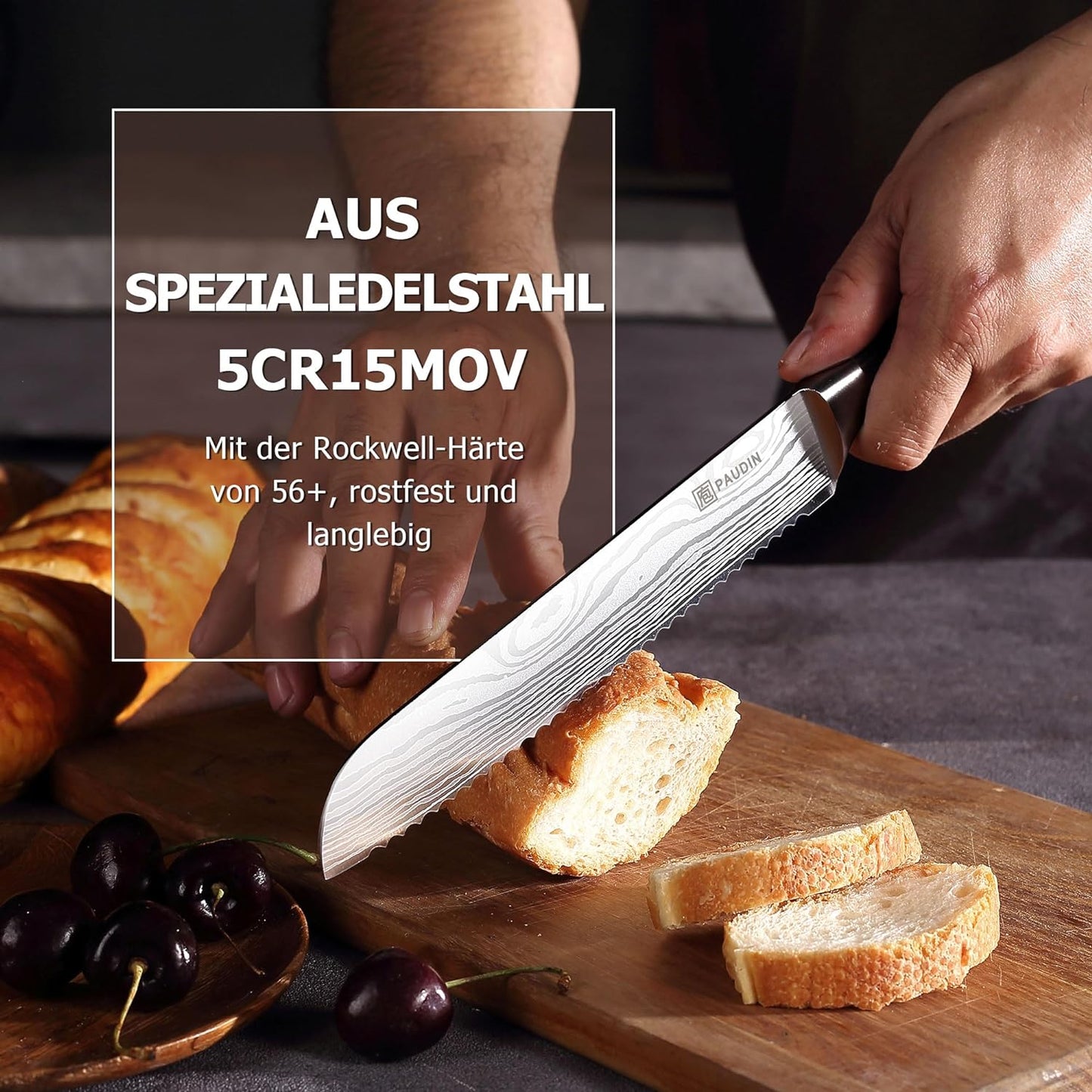 Brotmesser, 20 cm Brotmesser mit Holzgriff
