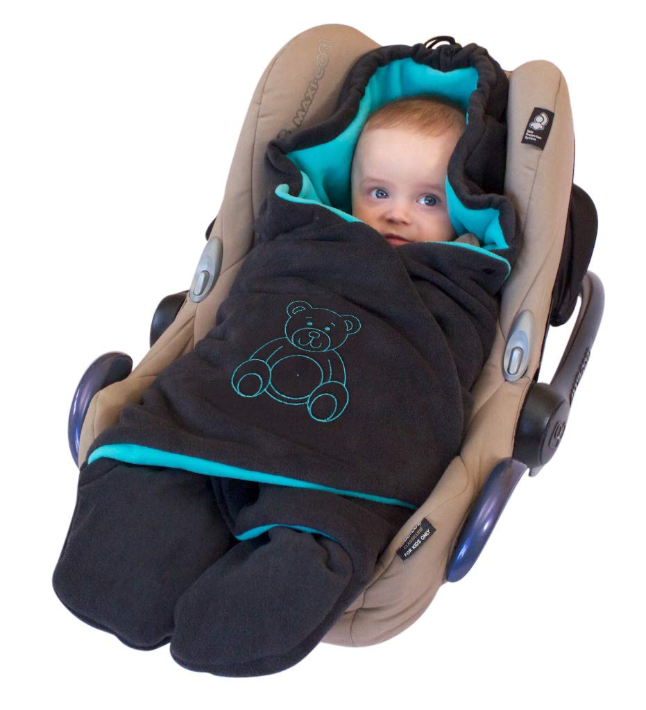 Baby Einschlagdecke für Babyschale, Velvet Dunkelgrau/Rosa