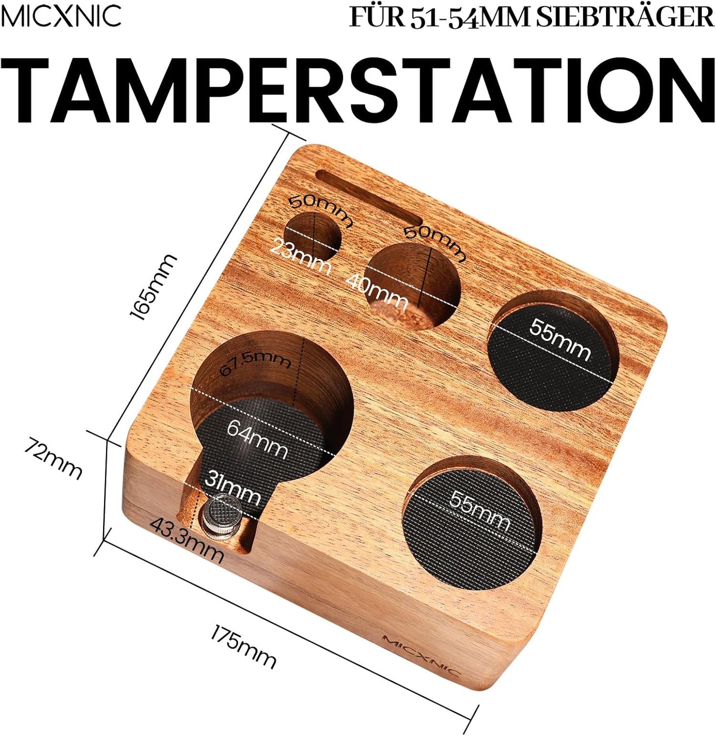 Espresso Tamperstation, Walnuss 51/54mm