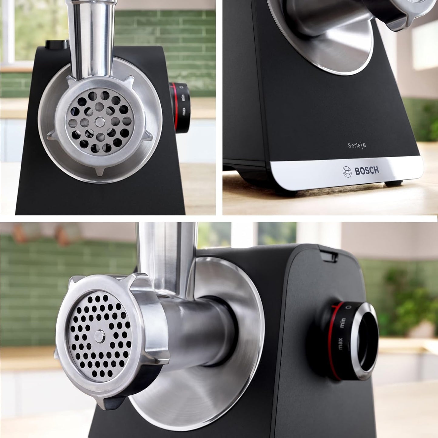 MultiPower Serie 6 Fleischwolf mit Zubehör-Set, Schwarz