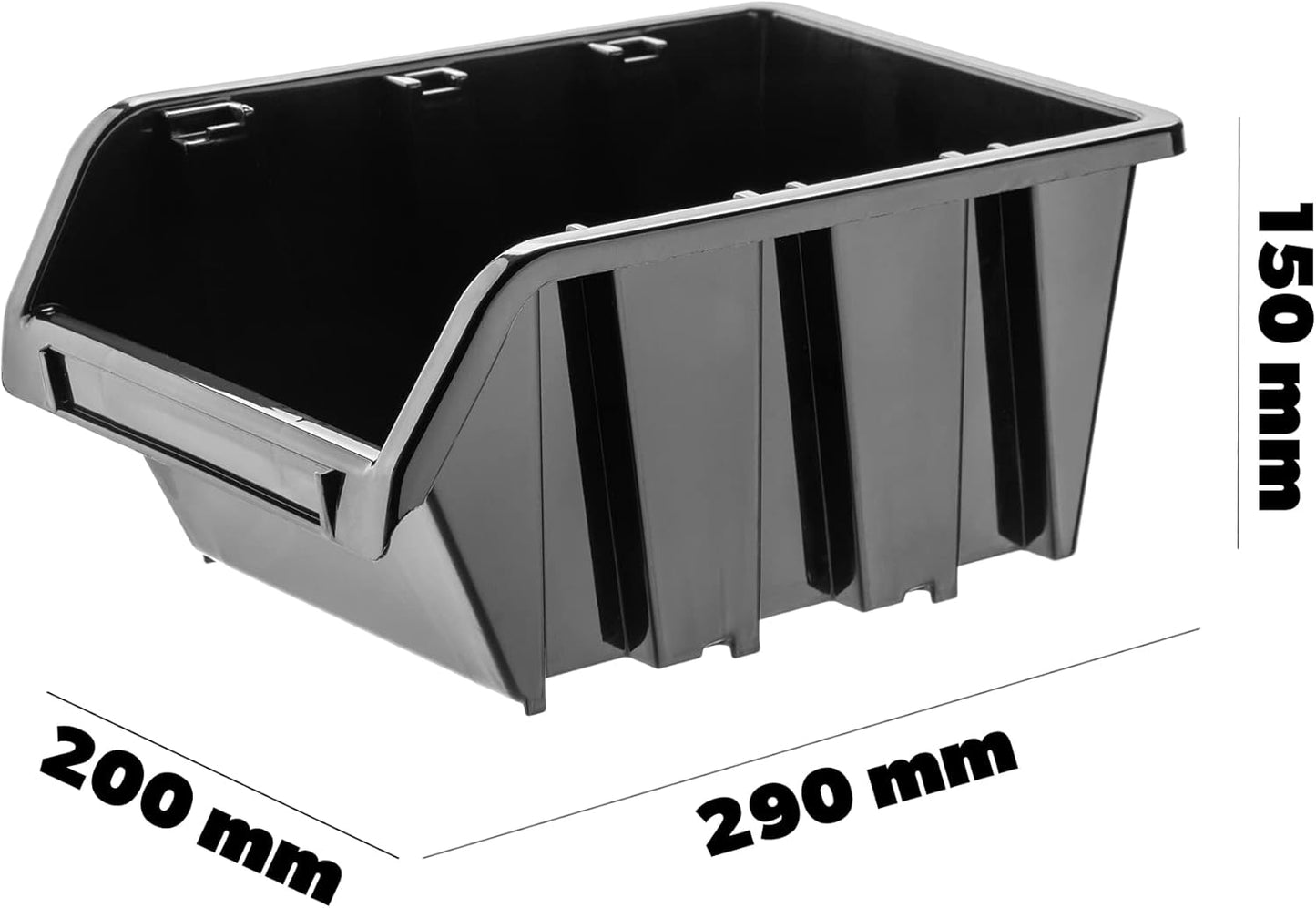 50-teiliges Werkstatt-Stapelkisten-Set, 290x200mm Schwarz 50 Stück