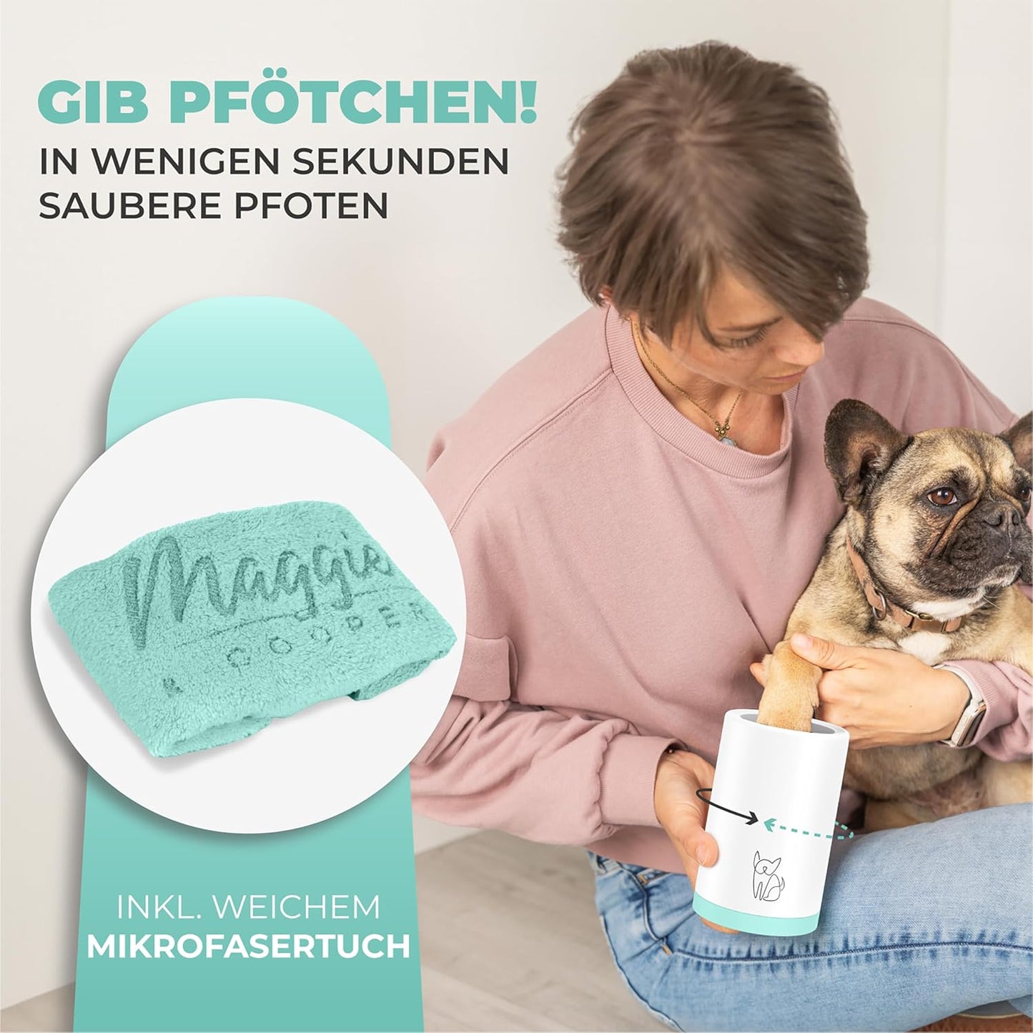 Pfotenreiniger mit Mikrofaserhandtuch, Large