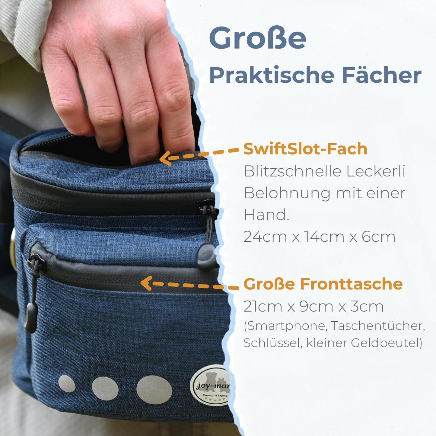 Leckerlitasche mit Flaschenhalter, Jeansblau