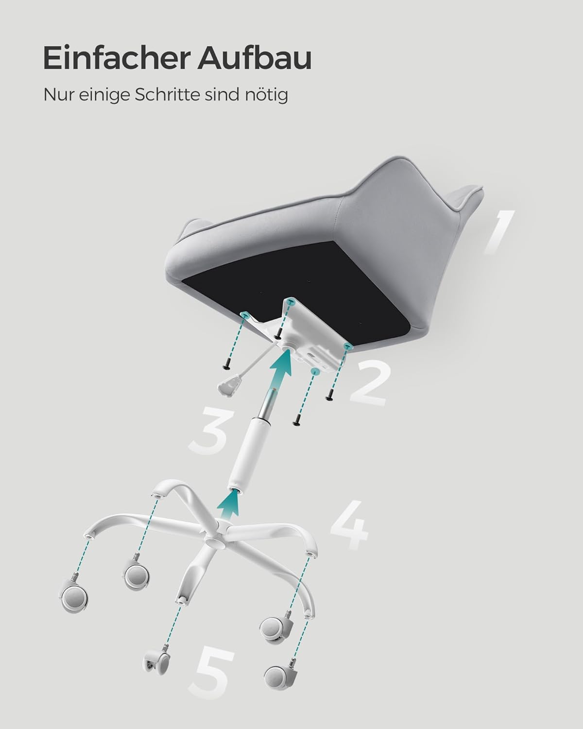 Höhenverstellbarer Drehstuhl, Taubengrau Samt