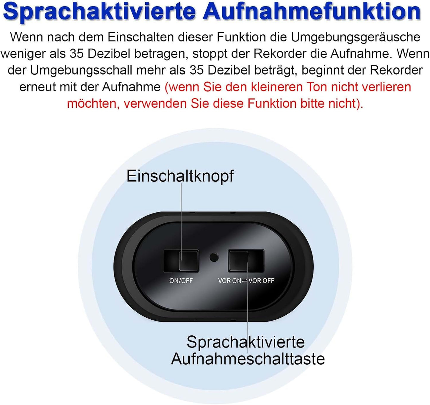 Digitaler Audiorecorder mit Sprachaktivierung