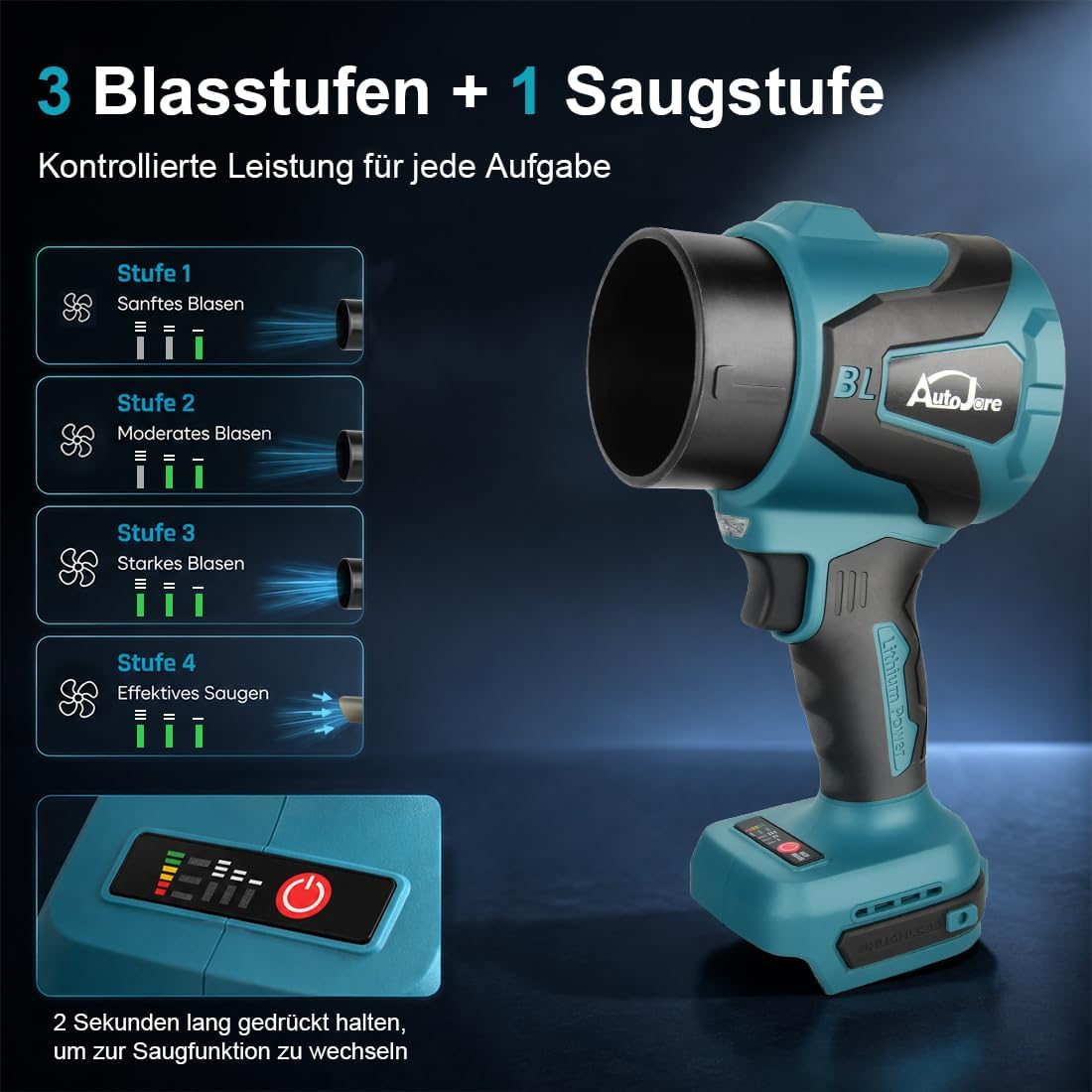2-in-1 Akku Gebläse-Sauger, ohne Akku