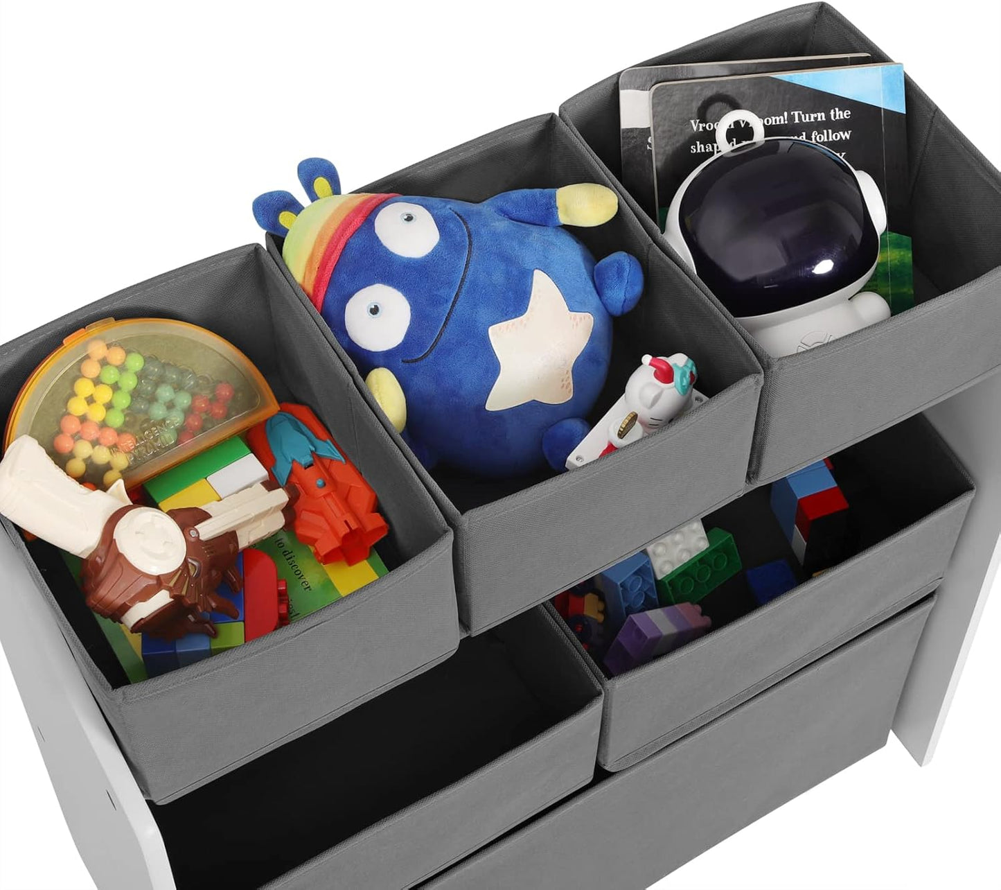 Spielzeug-Aufbewahrungsregal für Kinderzimmer, Weiss+grau 63x60x30 cm